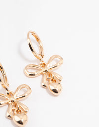 Gold Bow & Heart Drop Huggie Earrings - link has visual effect only