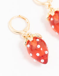 Gold Pearl Strawberry Hoop Earrings - link has visual effect only