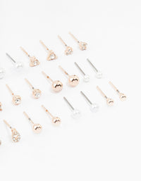 Rose Gold Classic Pearl & Stone Earrings 12-Pack - link has visual effect only