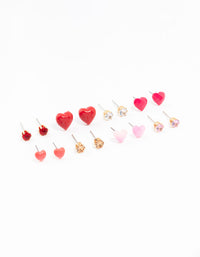 Mixed Gold Love Heart Earrings 8-Pack - link has visual effect only