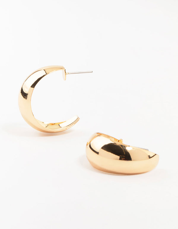 Hollow Wide Gold Hoop Earrings