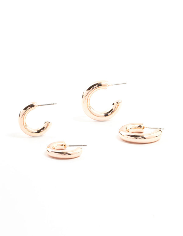 Chubby Rose Gold Hoop Earrings 2-Pack