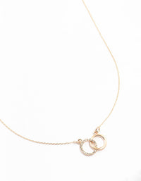 Rose Gold Diamante Double Circle Link Necklace - link has visual effect only