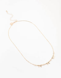 Rose Gold Station Diamante Bow Necklace - link has visual effect only