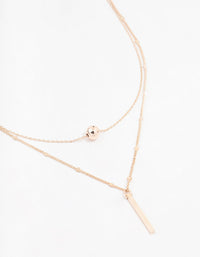 Rose Gold Bar & Ball Layered Chain Necklace - link has visual effect only