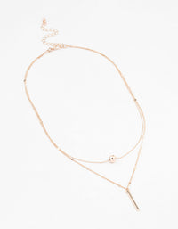 Rose Gold Bar & Ball Layered Chain Necklace - link has visual effect only