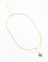 Double Gold Chain Flower Necklace - link has visual effect only