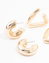 Gold Mixed Shape Hoop Earrings 2-Pack - link has visual effect only