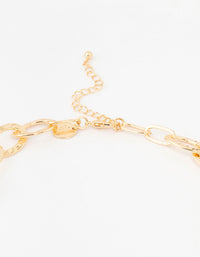 Gold Link Station Long Necklace - link has visual effect only