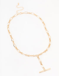 Gold T-Bar Chain Y Necklace - link has visual effect only