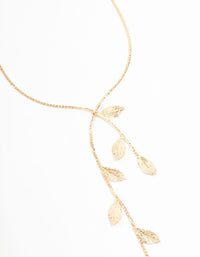 Gold Lazer Cut Leaf Y-Necklace - link has visual effect only