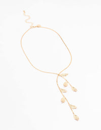 Gold Lazer Cut Leaf Y-Necklace - link has visual effect only