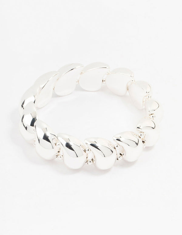 Silver Teardrop Stretch Bracelet