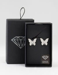 Rhodium Cubic Zirconia Butterfly Stud Earrings - link has visual effect only