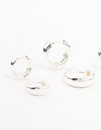 Silver Plated Graduating Hoop Earrings 3-Pack - link has visual effect only