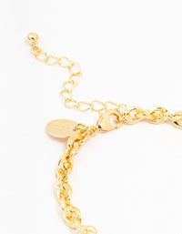 Gold Plated Brass Twisted Curb Chain Bracelet - link has visual effect only