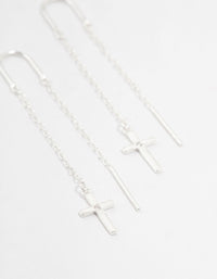 Sterling Silver Thread Through Cross Drop Earrings - link has visual effect only