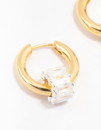 Gold Plated Cubic Zirconia Hoop Earrings - link has visual effect only