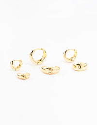 Gold Plated Clean Hoop Earrings 3-Pack - link has visual effect only