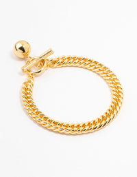 Gold Plated Circle Fob Bracelet - link has visual effect only