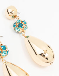 Gold Teardrop Diamante Ball Drop Earrings - link has visual effect only