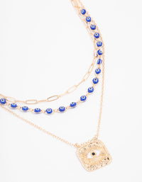 Gold Plated Layered Evil Eye Necklace - link has visual effect only