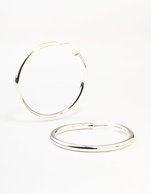 Silver Minimal Chunky Hoop Earrings