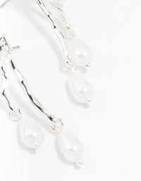 Silver Diamante Bow & Pearl Drop Earrings - link has visual effect only