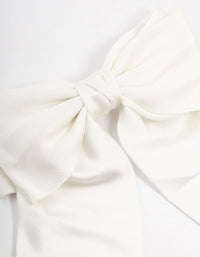 Large White Double Draped Fabric Bow Clip - link has visual effect only