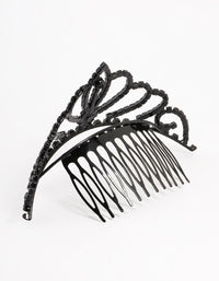 Black Coated Classic Mini Tiara Comb - link has visual effect only