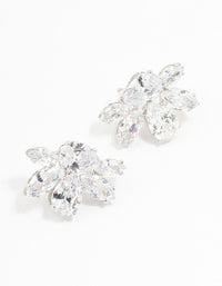 Silver Cubic Zirconia Cluster Teardrop Stud Earrings - link has visual effect only