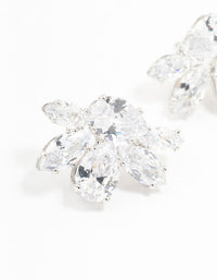 Silver Cubic Zirconia Cluster Teardrop Stud Earrings - link has visual effect only