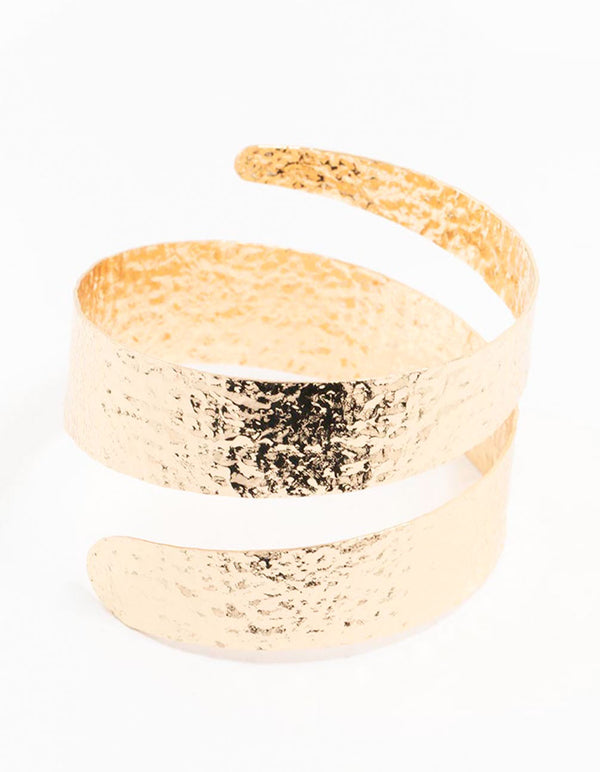 Gold Molten Spiral Cuff Bangle