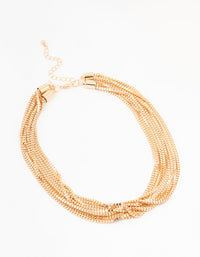 Gold Multi Row Chain Station Necklace - link has visual effect only