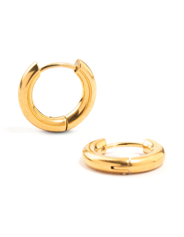 Gold Plated Stainless Steel Core Clicker Earrings 16 MM