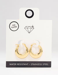 Waterproof Gold Plated Stainless Steel Crescent Hoop Earrings - link has visual effect only