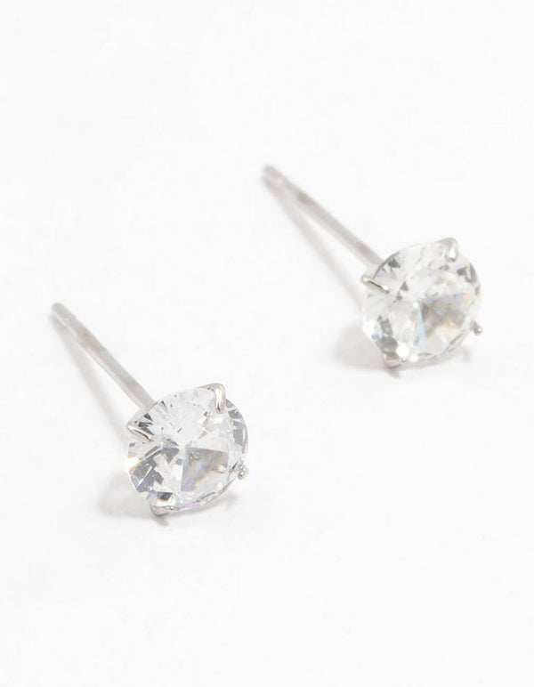 Stainless Steel Cubic Zirconia Stud Earrings 5 MM