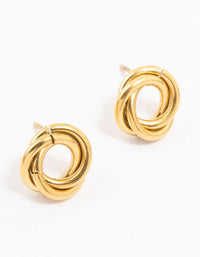 Gold Plated Stainless Steel Knotted Doughnut Stud Earrings - link has visual effect only