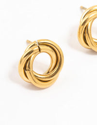 Gold Plated Stainless Steel Knotted Doughnut Stud Earrings - link has visual effect only