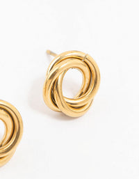 Gold Plated Stainless Steel Knotted Doughnut Stud Earrings - link has visual effect only