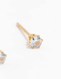 Gold Plated Stainless Steel Cubic Zirconia Stud Earrings 3 MM - link has visual effect only