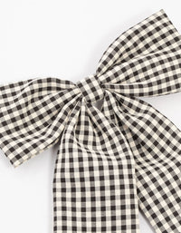 Black & White Gingham Fabric Medium Bow Clip - link has visual effect only