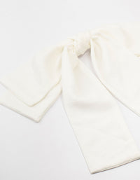 White Crepe Draped Fabric Bow Clip - link has visual effect only