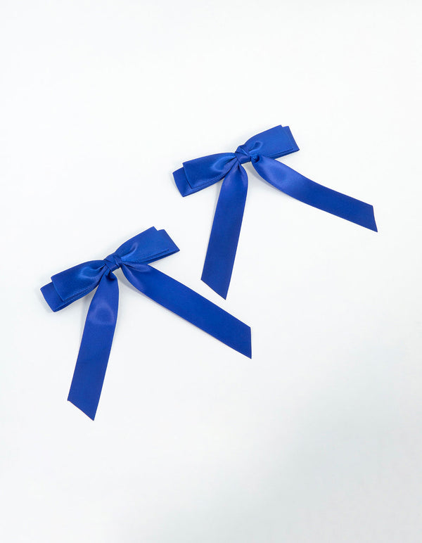 Blue Fabric Medium Double Loop Bows 2-Pack