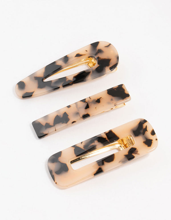 Mixed Shaped Tortoiseshell Clips 3-Pack