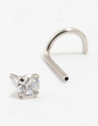 Surgical Steel Single Cubic Zirconia Threadless Nose Stud - link has visual effect only