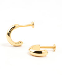 Gold Plated Surgical Steel Chunky Hoop Flatbacks 2-Pack - link has visual effect only