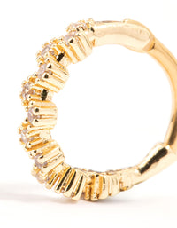 Gold Plated Surgical Steel Zig Zag Cubic Zirconia Clicker Ring - link has visual effect only