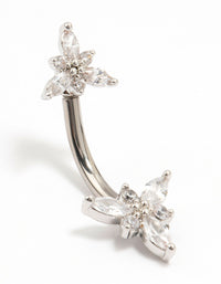 Titanium Double Pointy Flower Belly Bar - link has visual effect only