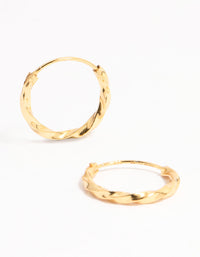 Gold Plated Sterling Silver Twisted Hoop Earrings 15MM - link has visual effect only